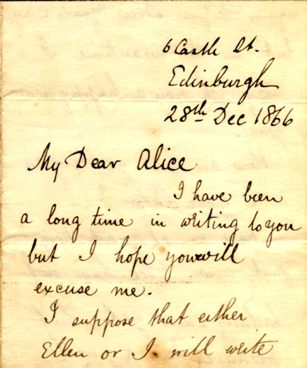 manuscript letter to Alice Smith